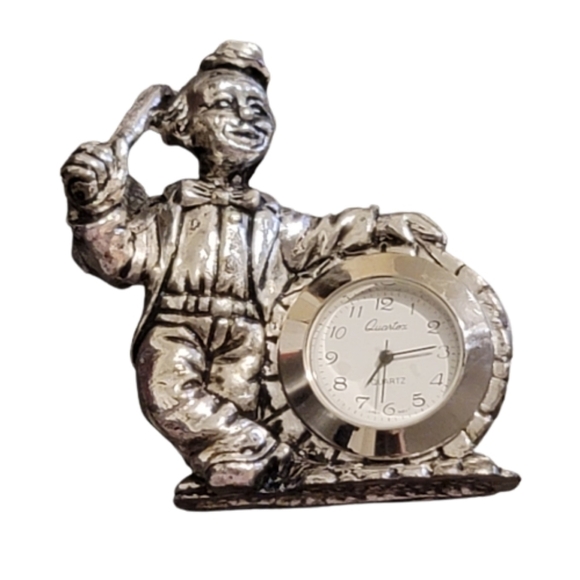 Clown clock silver tone Clown With Bat - Picture 1 of 6